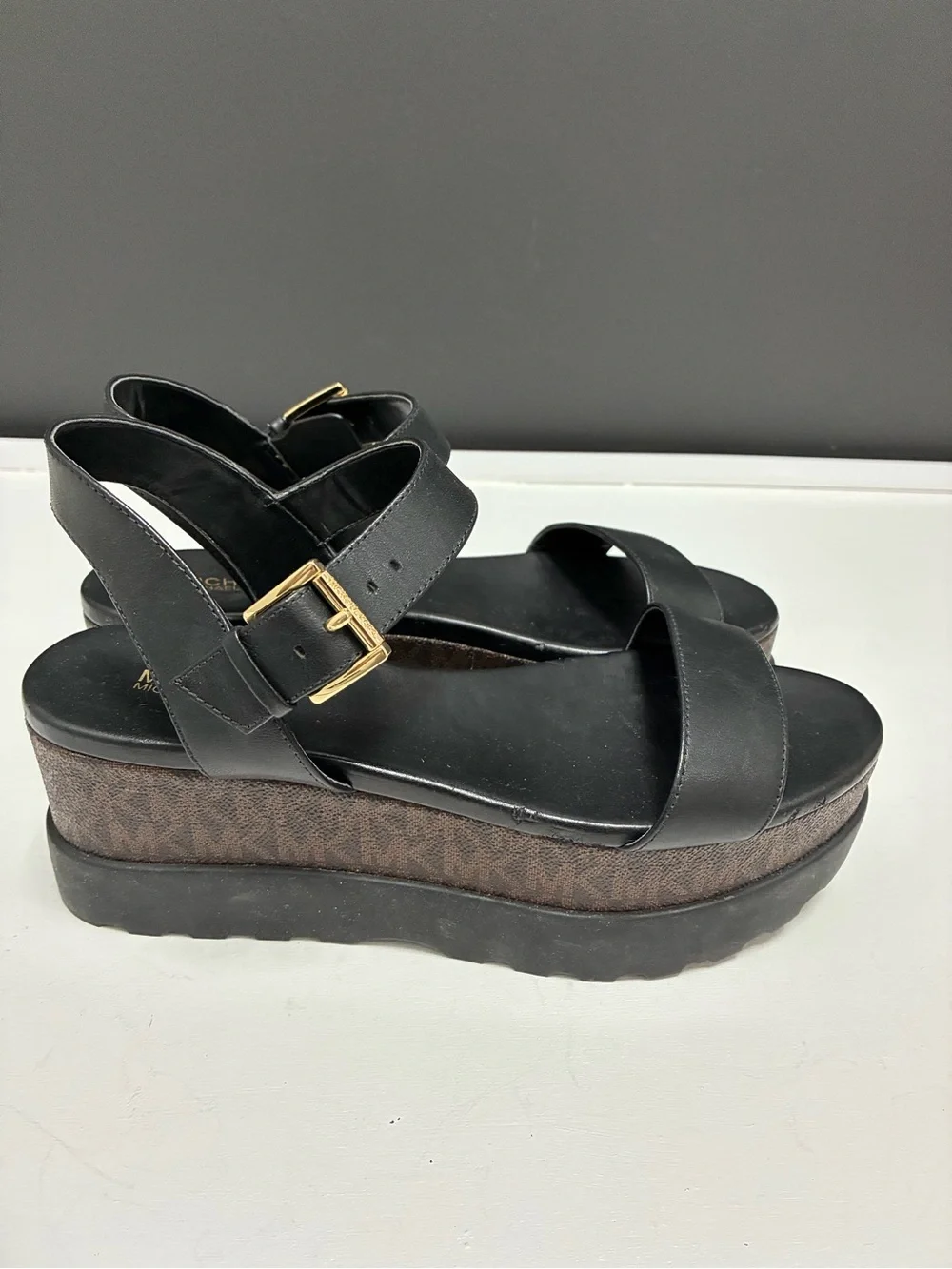 Michael Kors Black Platform Ankle-Strap Sandals